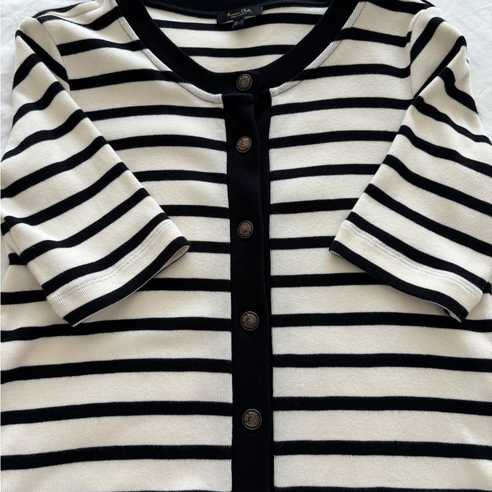 Massimo Dutti cropped thick cotton Stripe sweater